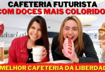 cafeteria futurista com doces mais coloridos